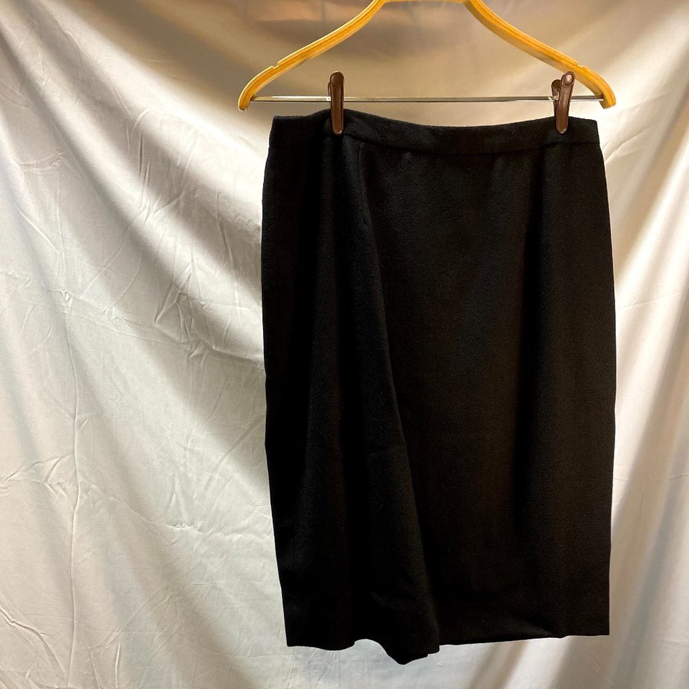 Black Wool Midi Skirt